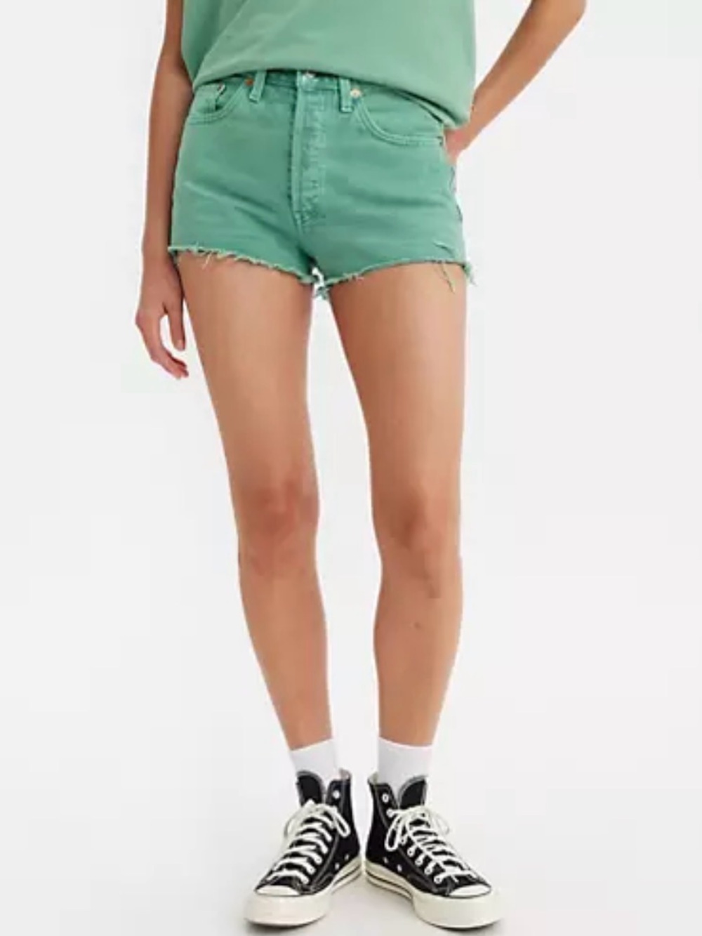 Levi's | Mint Green High-Rise 501 Cutoff Denim Shorts